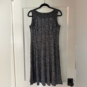 Perceptions New York dress, black w/white polka dots size M slimming style